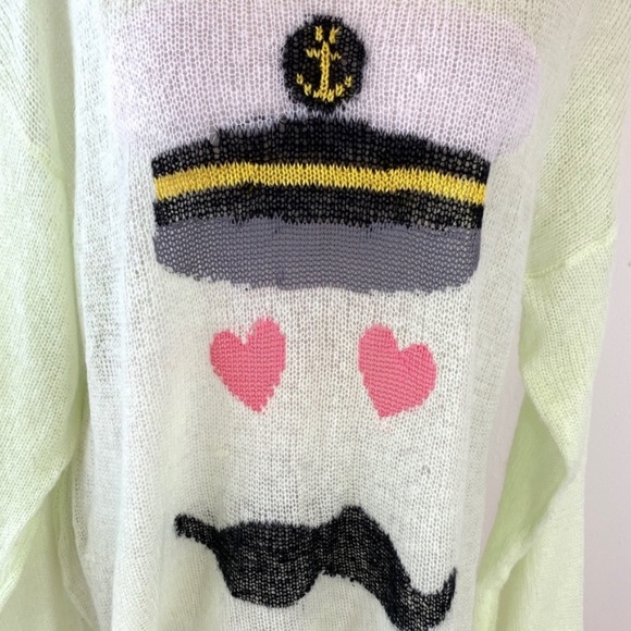 Wildfox Captain Roadie Sour Lime Pullover Size XS - Picture 3 of 11